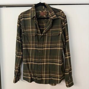 Orvis Thick Heavyweight Flannel Green Plaid Shirt Jacket Mens S Warm Outdoor